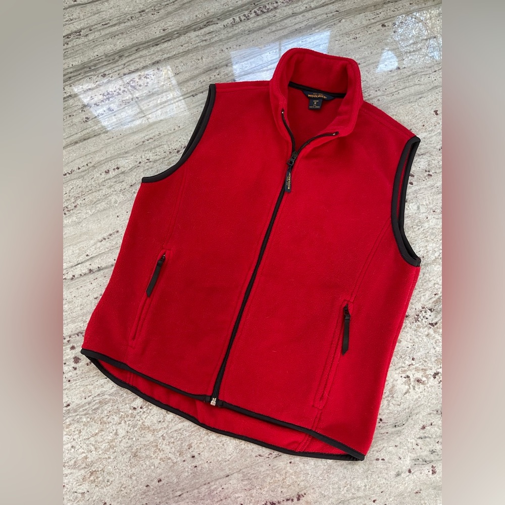 Woolrich Red fleece Sleeveless Zip Up Vest with Pockets size M